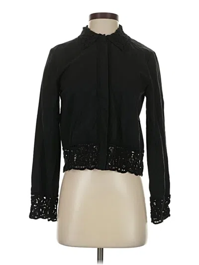 Pre-owned Zara Long Sleeve Blouse In Black