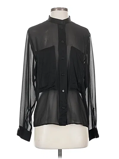 Pre-owned Zara Long Sleeve Blouse In Black