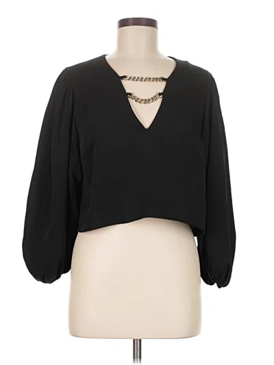 Pre-owned Zara Long Sleeve Blouse In Black