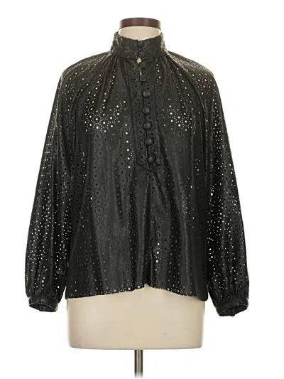 Pre-owned Zara Long Sleeve Blouse In Black