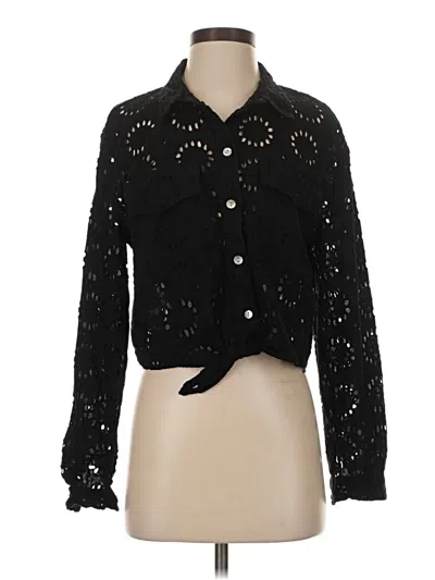 Pre-owned Zara Long Sleeve Blouse In Black
