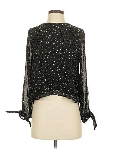 Pre-owned Zara Long Sleeve Blouse In Black
