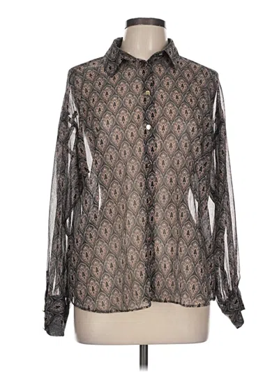 Pre-owned Zara Long Sleeve Blouse In Black