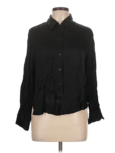 Pre-owned Zara Long Sleeve Blouse In Black