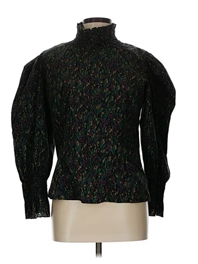 Pre-owned Zara Long Sleeve Blouse In Black