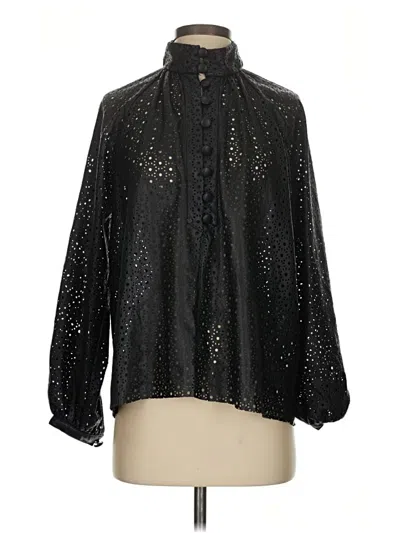 Pre-owned Zara Long Sleeve Blouse In Black
