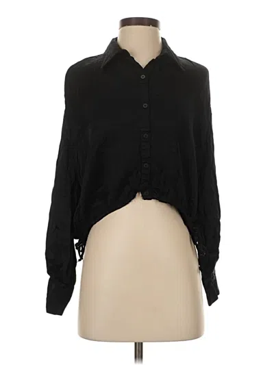 Pre-owned Zara Long Sleeve Blouse In Black
