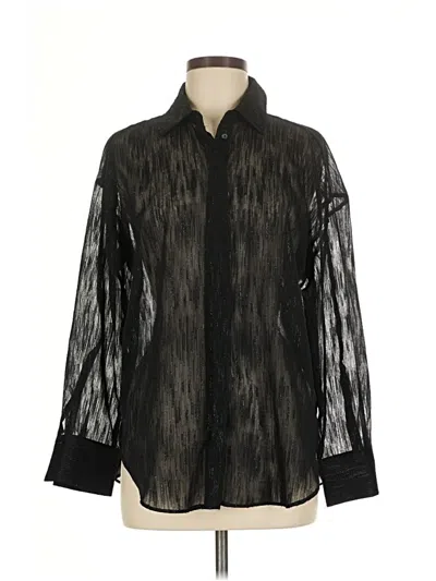 Pre-owned Zara Long Sleeve Blouse In Black
