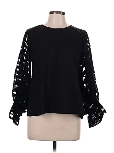 Pre-owned Zara Long Sleeve Blouse In Black