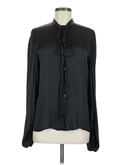 Pre-owned Zara Long Sleeve Blouse In Black