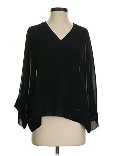 Pre-owned Zara Long Sleeve Blouse In Black