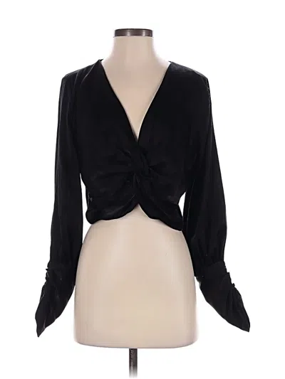 Pre-owned Zara Long Sleeve Blouse In Black