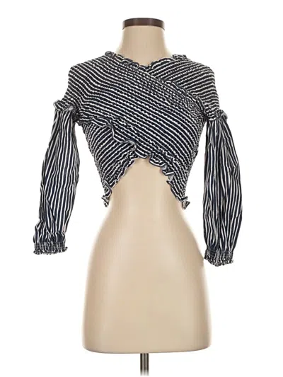 Pre-owned Zara Long Sleeve Blouse In Black