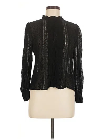 Pre-owned Zara Long Sleeve Blouse In Black