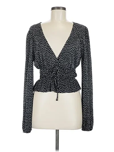 Pre-owned Zara Long Sleeve Blouse In Black