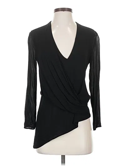 Pre-owned Zara Long Sleeve Blouse In Black