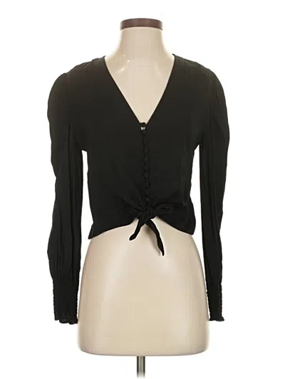 Pre-owned Zara Long Sleeve Blouse In Black