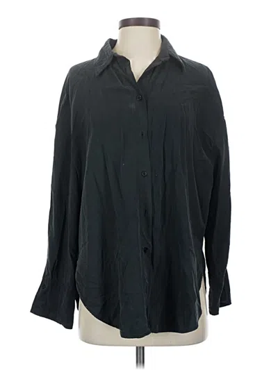 Pre-owned Zara Long Sleeve Blouse In Black
