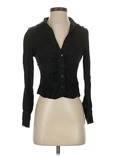Pre-owned Zara Long Sleeve Blouse In Black