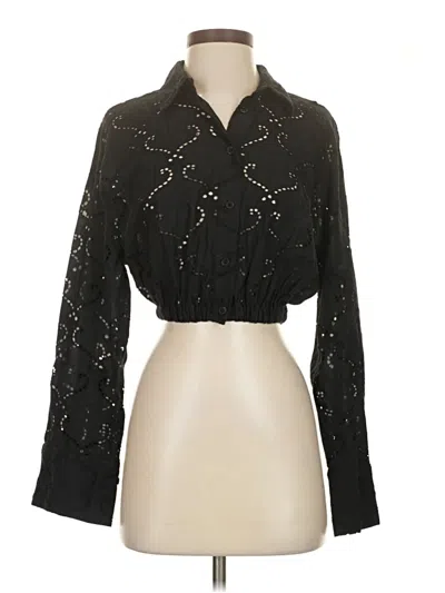 Pre-owned Zara Long Sleeve Blouse In Black