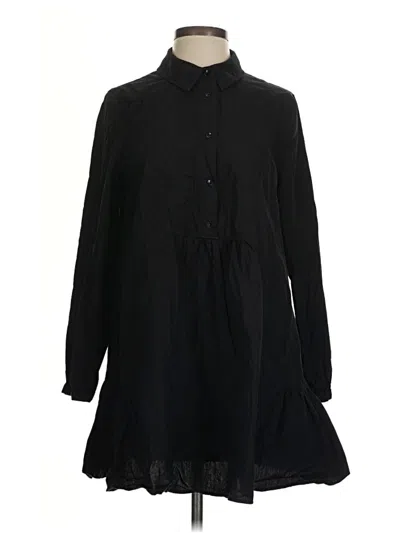 Pre-owned Zara Long Sleeve Blouse In Black