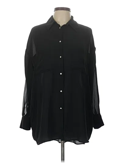 Pre-owned Zara Long Sleeve Blouse In Black