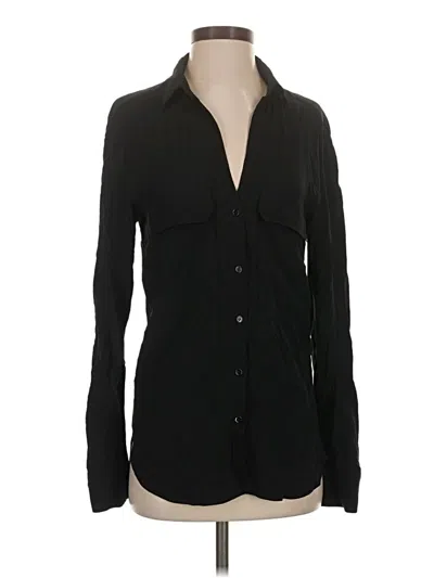Pre-owned Zara Long Sleeve Blouse In Black