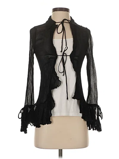 Pre-owned Zara Long Sleeve Blouse In Black