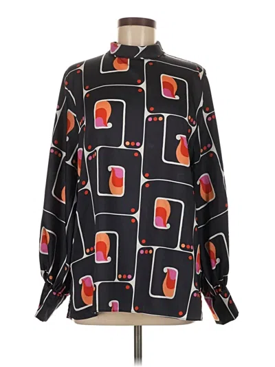 Pre-owned Zara Long Sleeve Blouse In Black