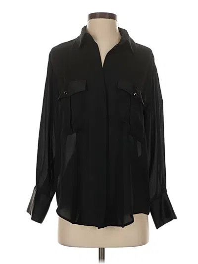 Pre-owned Zara Long Sleeve Blouse In Black