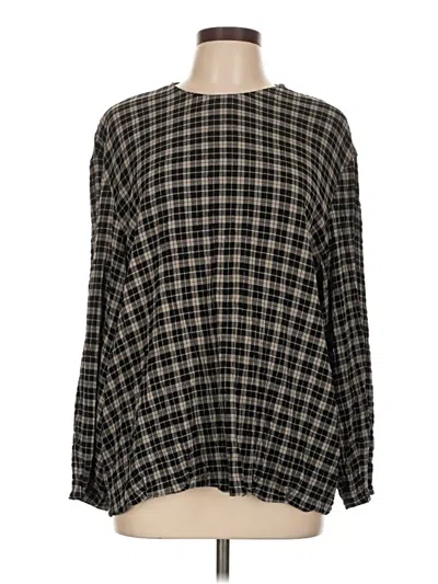 Pre-owned Zara Long Sleeve Blouse In Black