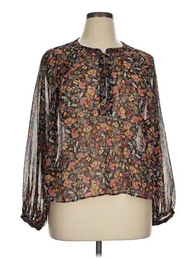 Pre-owned Zara Long Sleeve Blouse In Black