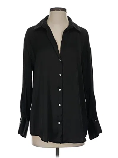 Pre-owned Zara Long Sleeve Blouse In Black