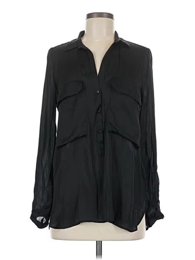 Pre-owned Zara Long Sleeve Blouse In Black