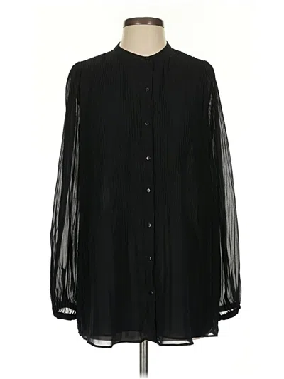 Pre-owned Zara Long Sleeve Blouse In Black