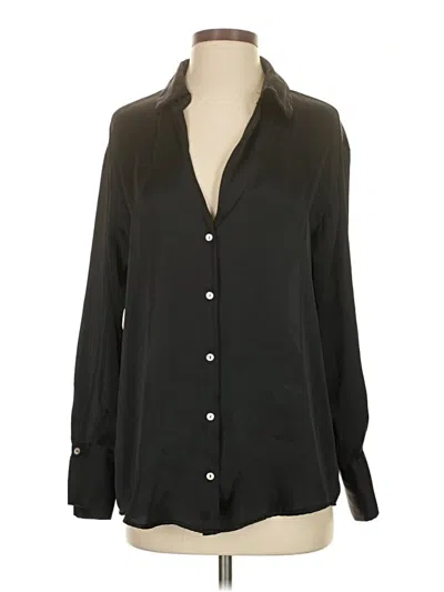 Pre-owned Zara Long Sleeve Blouse In Black