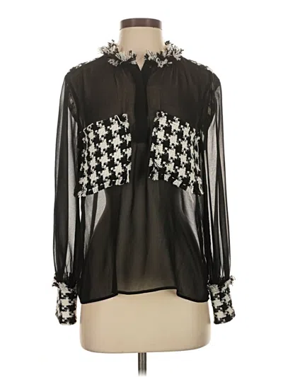 Pre-owned Zara Long Sleeve Blouse In Black