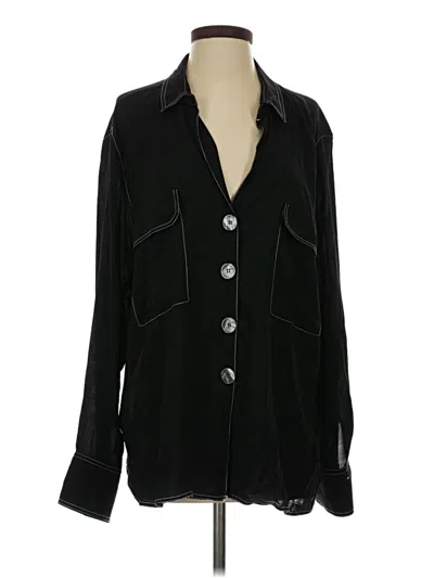 Pre-owned Zara Long Sleeve Blouse In Black