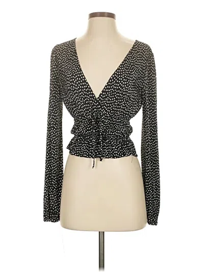 Pre-owned Zara Long Sleeve Blouse In Black