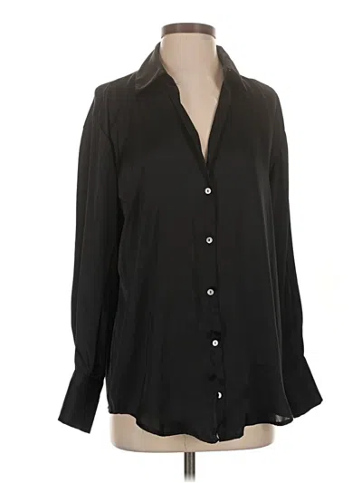 Pre-owned Zara Long Sleeve Blouse In Black