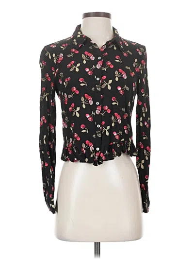 Pre-owned Zara Long Sleeve Blouse In Black