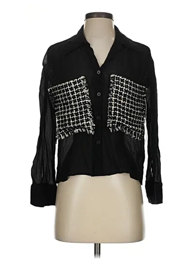 Pre-owned Zara Long Sleeve Blouse In Black