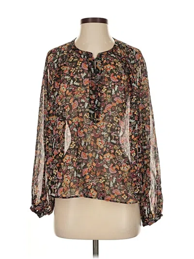 Pre-owned Zara Long Sleeve Blouse In Black