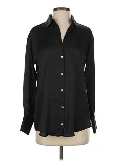 Pre-owned Zara Long Sleeve Blouse In Black