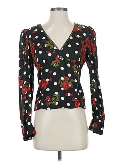 Pre-owned Zara Long Sleeve Blouse In Black