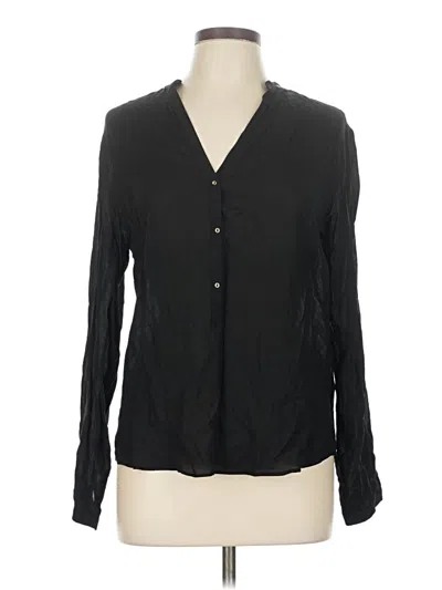 Pre-owned Zara Long Sleeve Blouse In Black