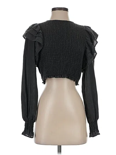 Pre-owned Zara Long Sleeve Blouse In Black