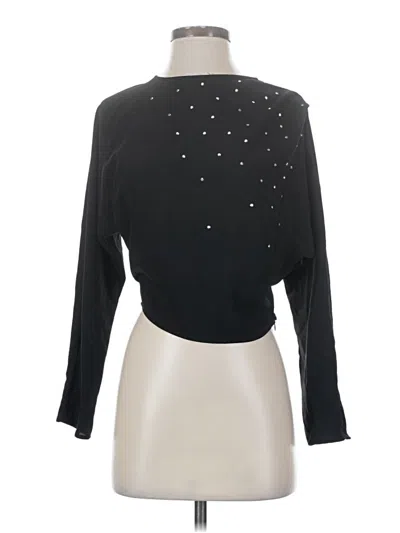 Pre-owned Zara Long Sleeve Blouse In Black