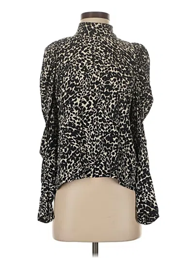 Pre-owned Zara Long Sleeve Blouse In Black