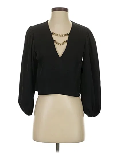 Pre-owned Zara Long Sleeve Blouse In Black